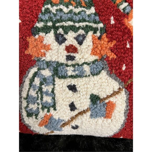 Chandler 4 Corners SNOWMAN BURRRR Hooked Wool Pillow Cover Laura Megroz 18 x 18 - Picture 5 of 6